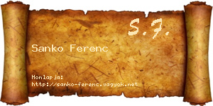 Sanko Ferenc névjegykártya